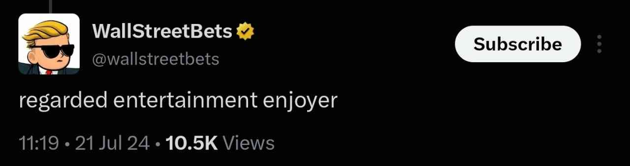WallStreetBets on X: regarded entertainment enjoyer